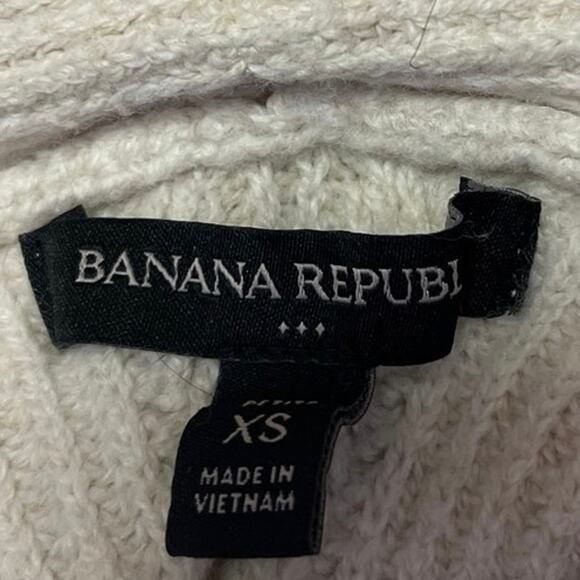 Banana Republic Cream Wool Rib Knit Open Front Long Sleeve Cardigan Sweater XS - Picture 4 of 5